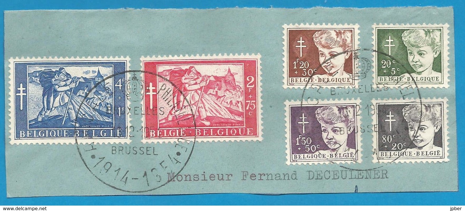 (E076) BELGIQUE - N°955à960 - Antituberculeux - Aveugle Et Paralytique - Anto Carte - Amicale Philatélique 13/12/54 - Used Stamps