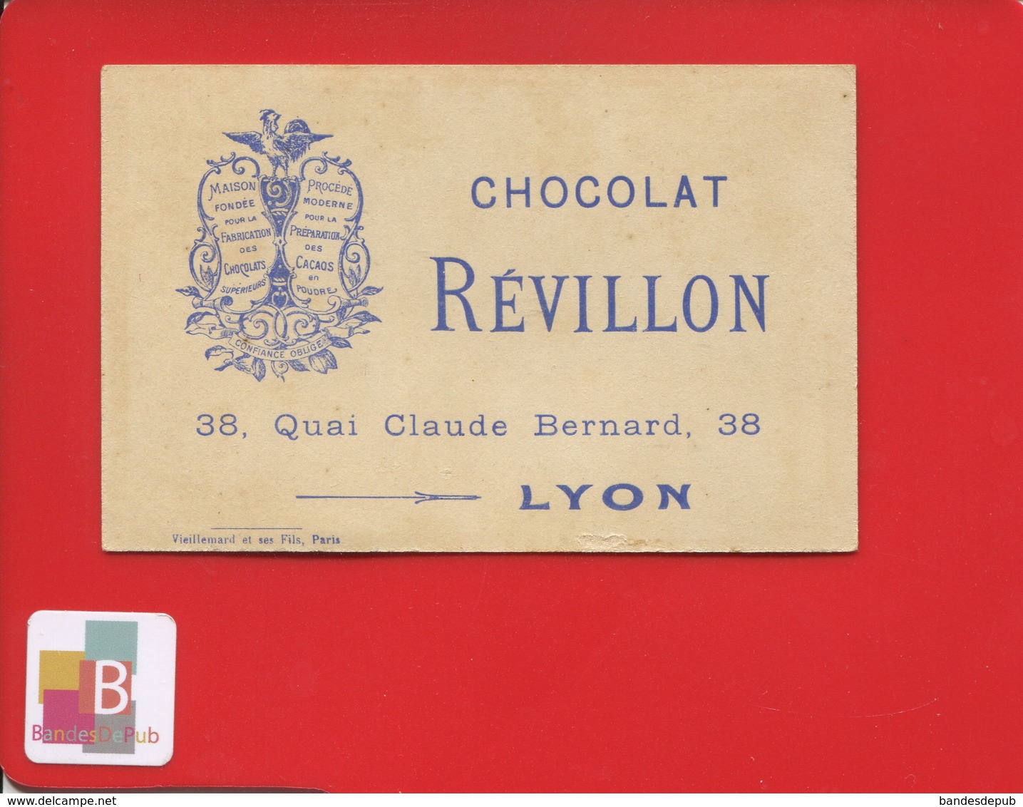 LYON Chocolat REVILLON Très Jolie Chromo Vieillemard Oiseau ! - Revillon