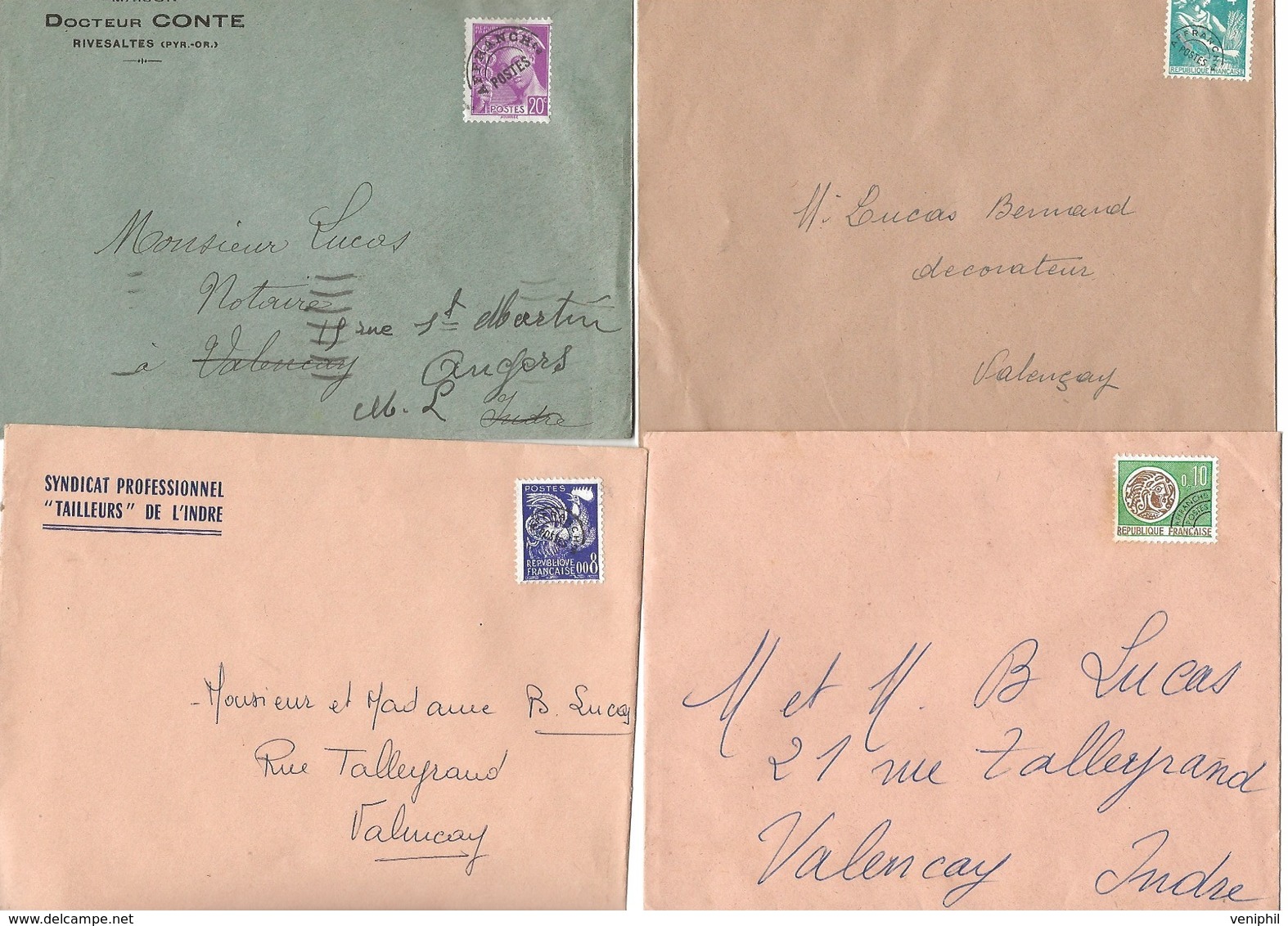 4 LETTRES AFFRANCHIES PREOBLITERE N° 78 + N° 106 + N° 119 + N° 123 - - 1953-1960