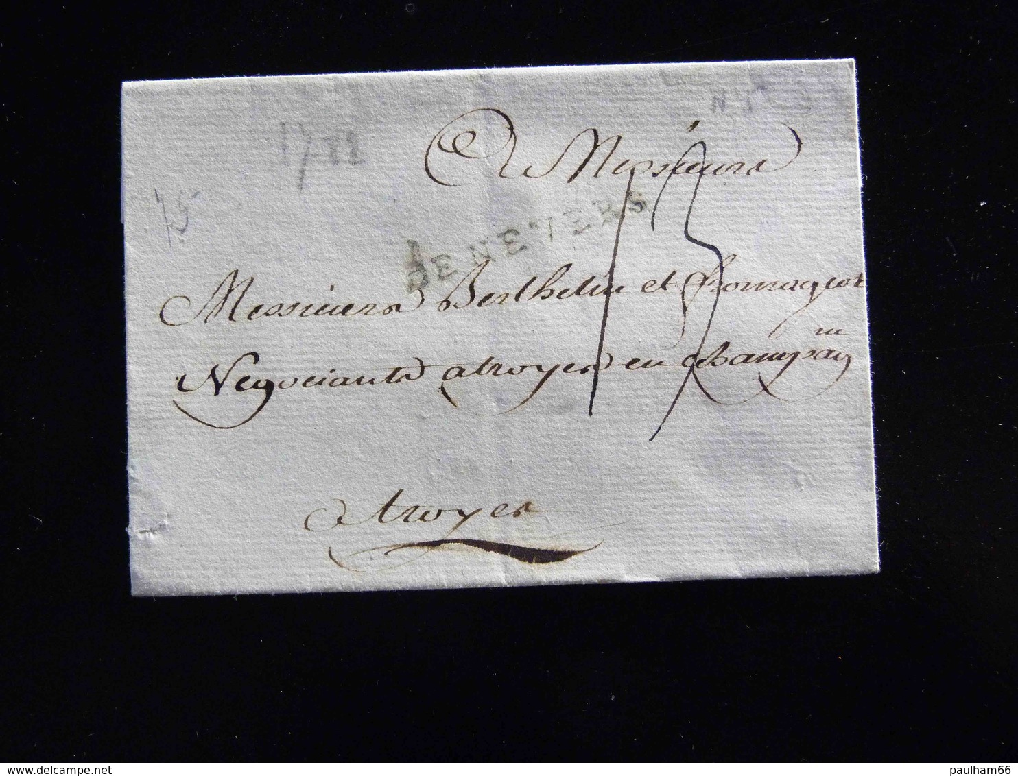 LETTRE DE NEVERS POUR TROYES  -  1782  - - 1701-1800: Precursors XVIII