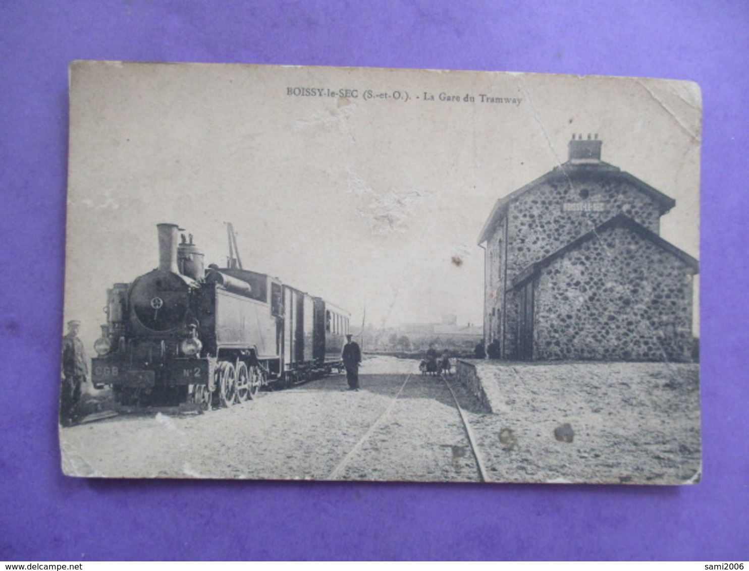 CPA 91 BOISSY LE SEC LA GARE DU TRAMWAY TRAMWAY TRAIN ANIMEE - Autres & Non Classés