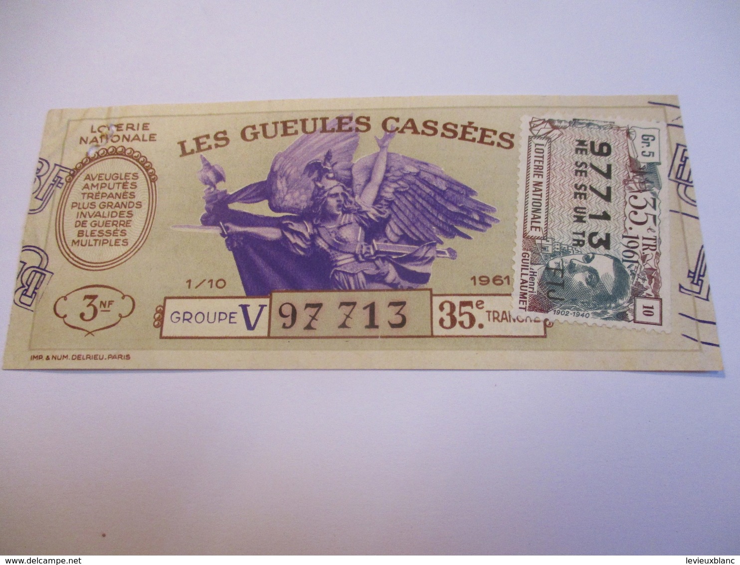 Loterie Nationale / Les Gueules Cassées/ Groupe V  35  éme Tranche/ 1-10 éme  / 1961       LOT66 - Lottery Tickets