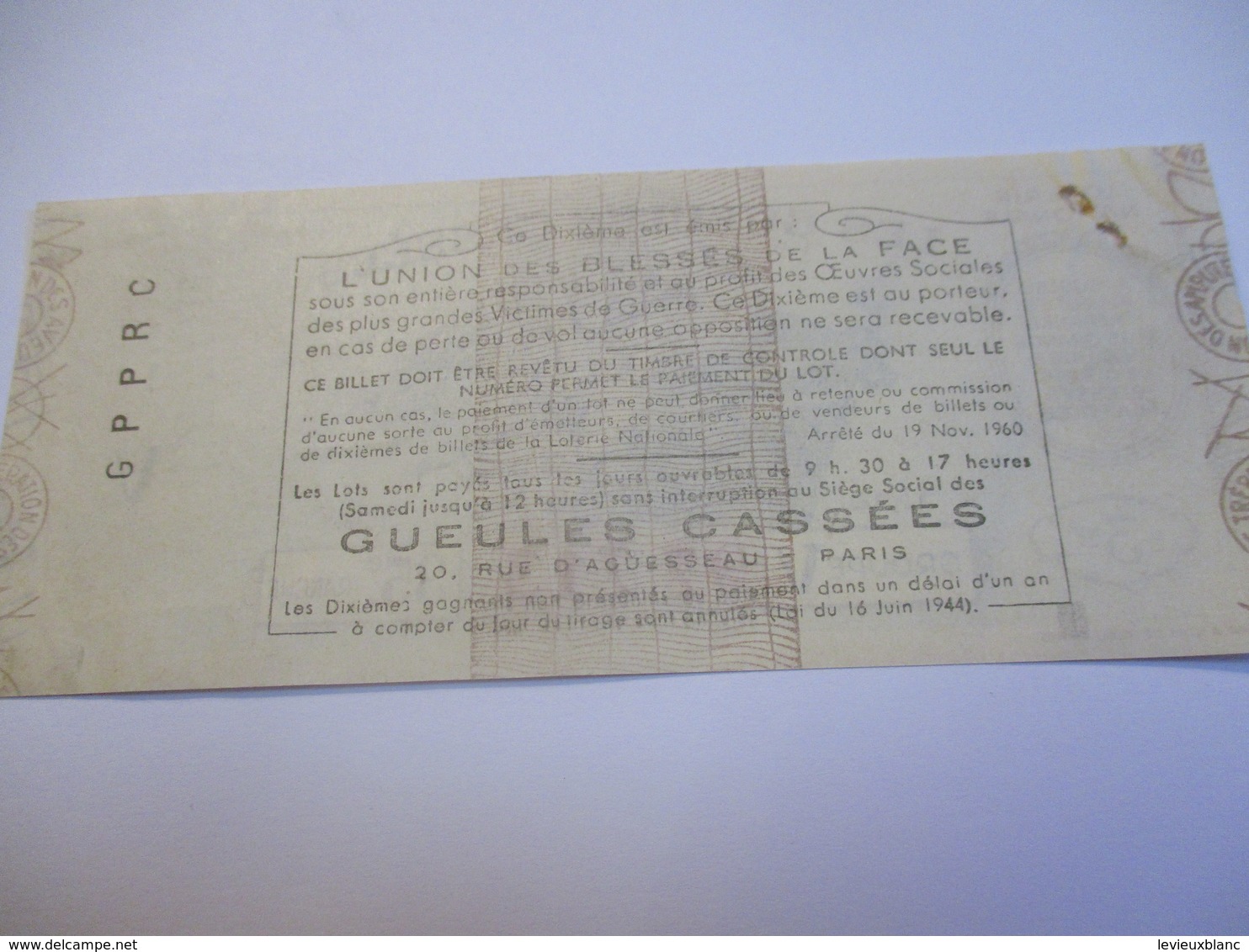 Loterie Nationale / Les Gueules Cassées/ Groupe V  35  éme Tranche/ 1-10 éme  / 1961       LOT66 - Lottery Tickets