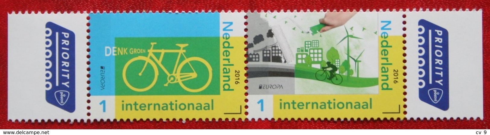 Europa Stamps Denk Groen BIKE FIETS BICYCLE FAHRAD Cycling 2016 POSTFRIS MNH ** NEDERLAND / NIEDERLANDE / NETHERLANDS - Neufs