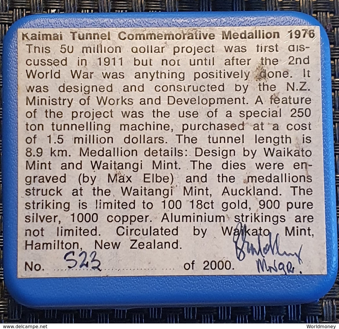 New Zealand - Kaimai Tunnel Holethrough June 21st 1976 (silver) - Souvenirmunten (elongated Coins)