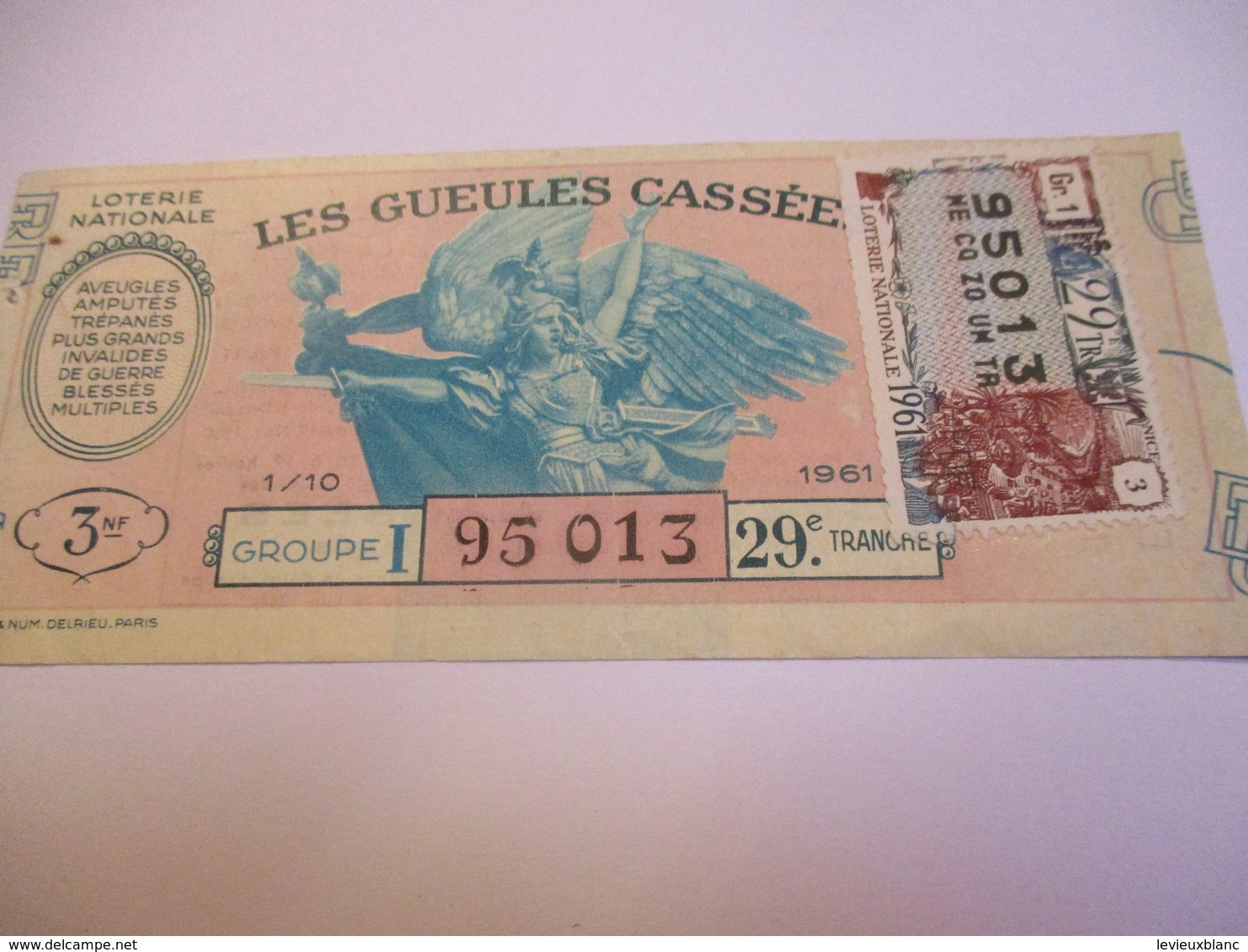 Loterie Nationale / Les Gueules Cassées/ Groupe I   29 éme Tranche/ 1-10 éme  / 1961       LOT74 - Lottery Tickets