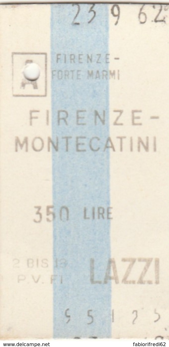 BIGLIETTO BUS FIRENZE MONTECATINI L.350 LAZZI -TIPO EDMONSON (BY1091 - Europa