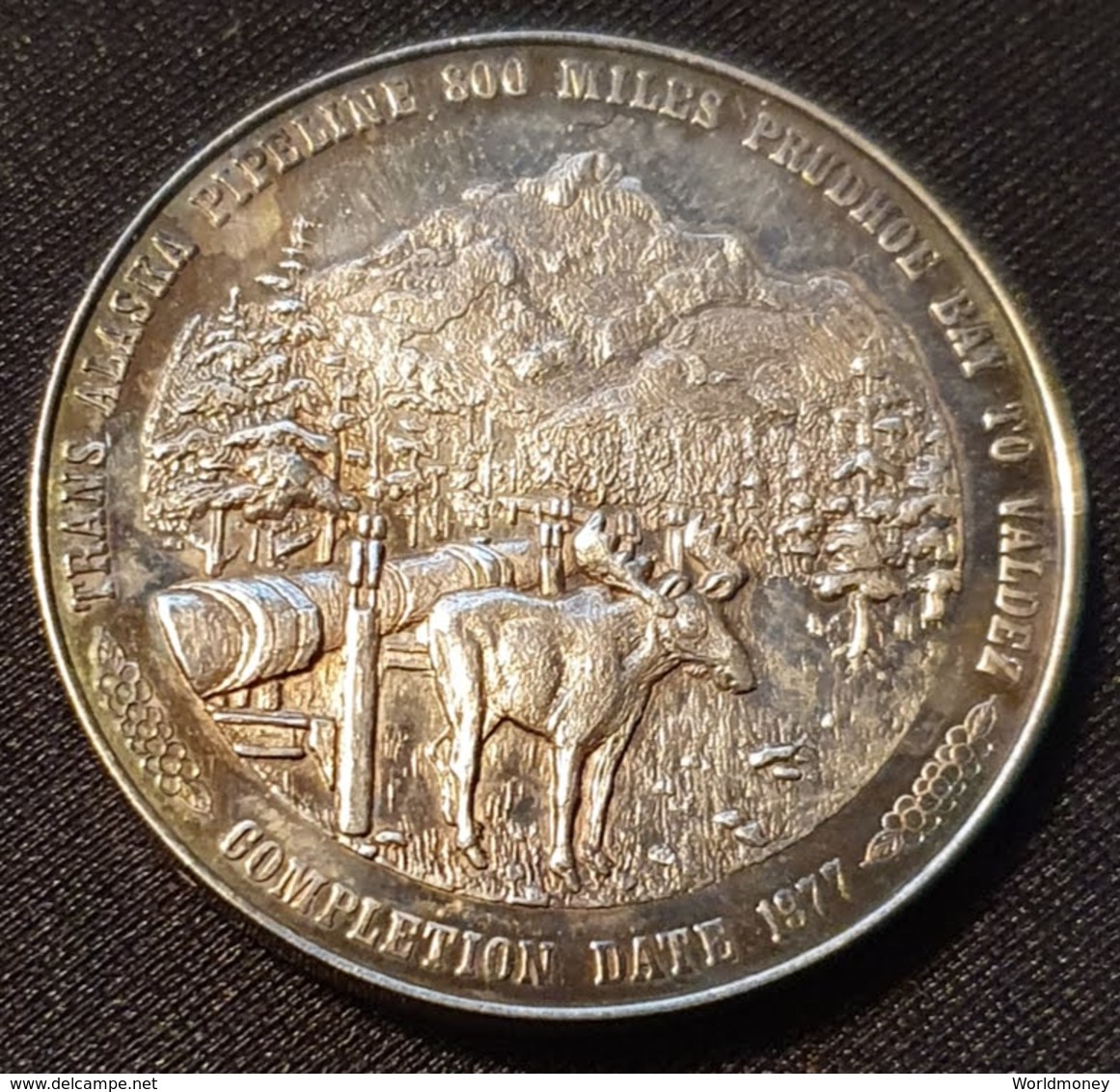 New Zealand - Trans Alaska Pipeline 1977 (silver) - Monedas Elongadas (elongated Coins)