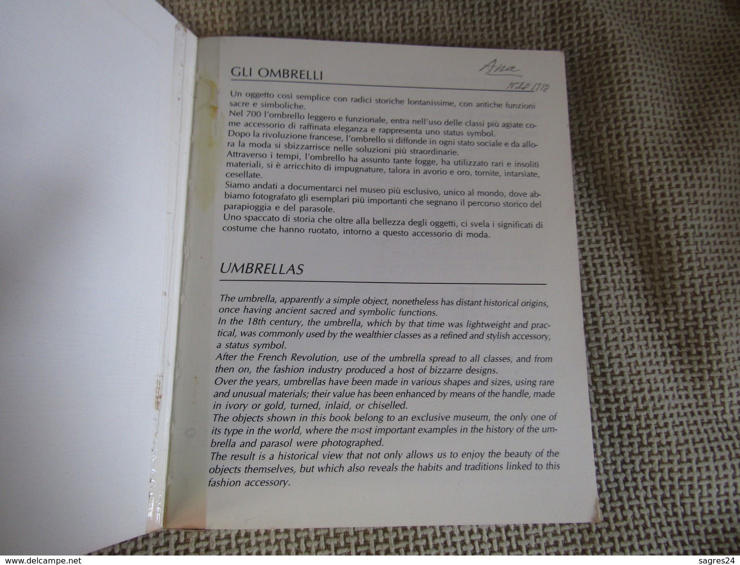 Umbrellas - Gli Ombrelli - Letizia Bordignon Elestici - First Edition 1990 - Books On Collecting