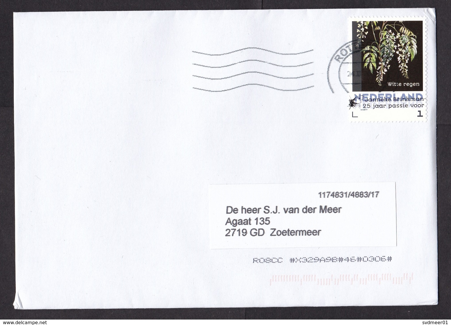 Netherlands: Cover, 2020, 1 Stamp, Painting Of Flower, Art (traces Of Use) - Cartas