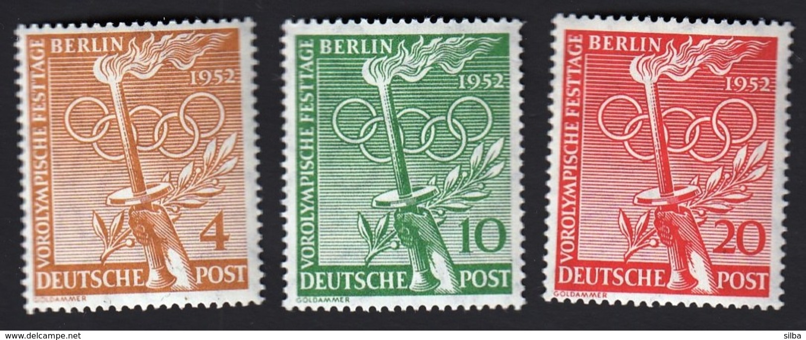 Germany Berlin 1952 / Olympic Games Helsinki / Pre-Olympic Festival Day, Torch / Mi 88-90 / MNH - Sommer 1952: Helsinki