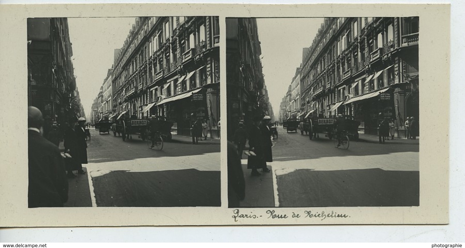 France Paris Rue Richelieu Ancienne Photo Stereo Possemiers 1920 - Stereoscoop