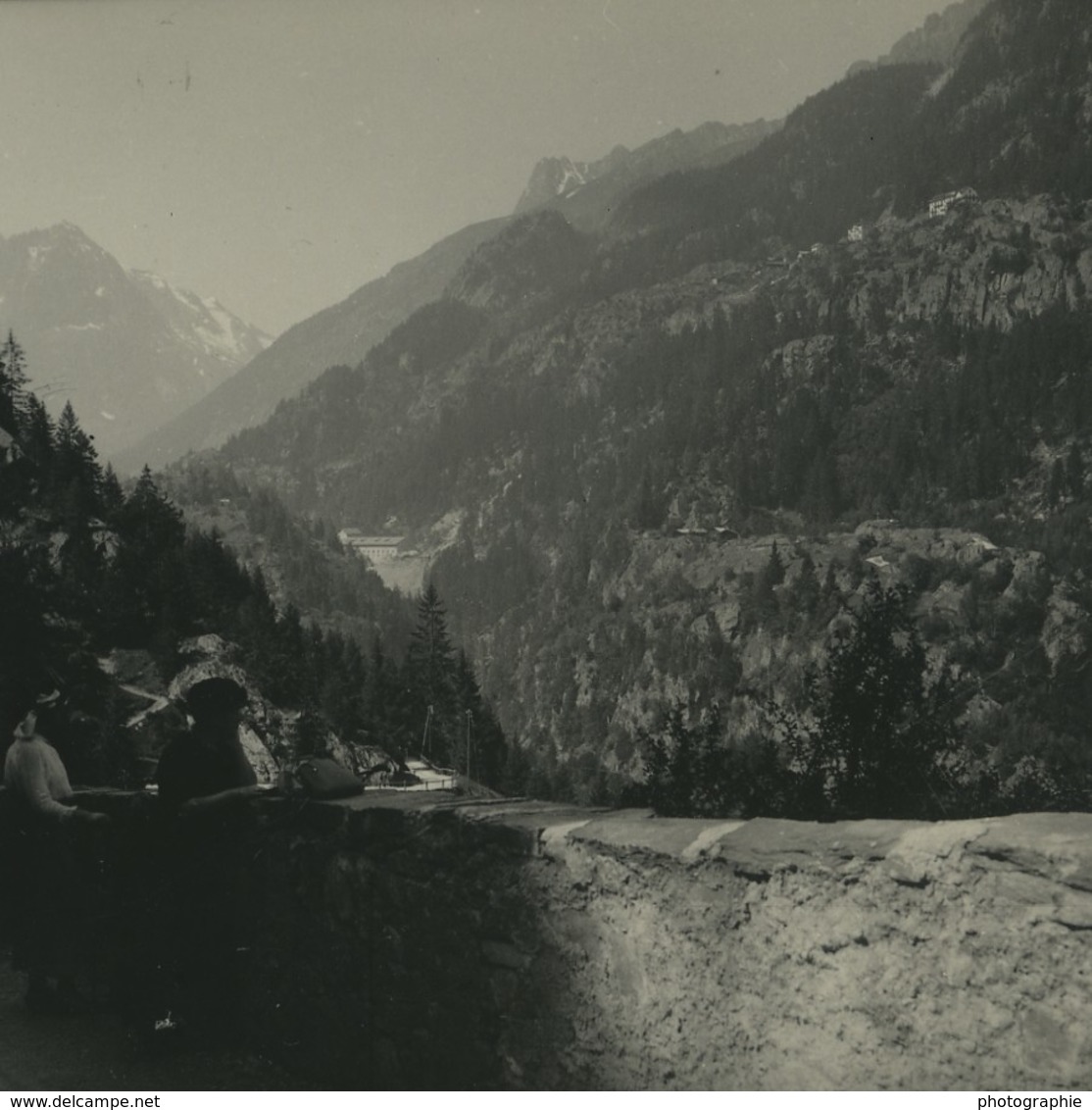 Suisse Route De La Tête Noire Chatelard Ancienne Photo Stereo Possemiers 1920 - Stereoscopic