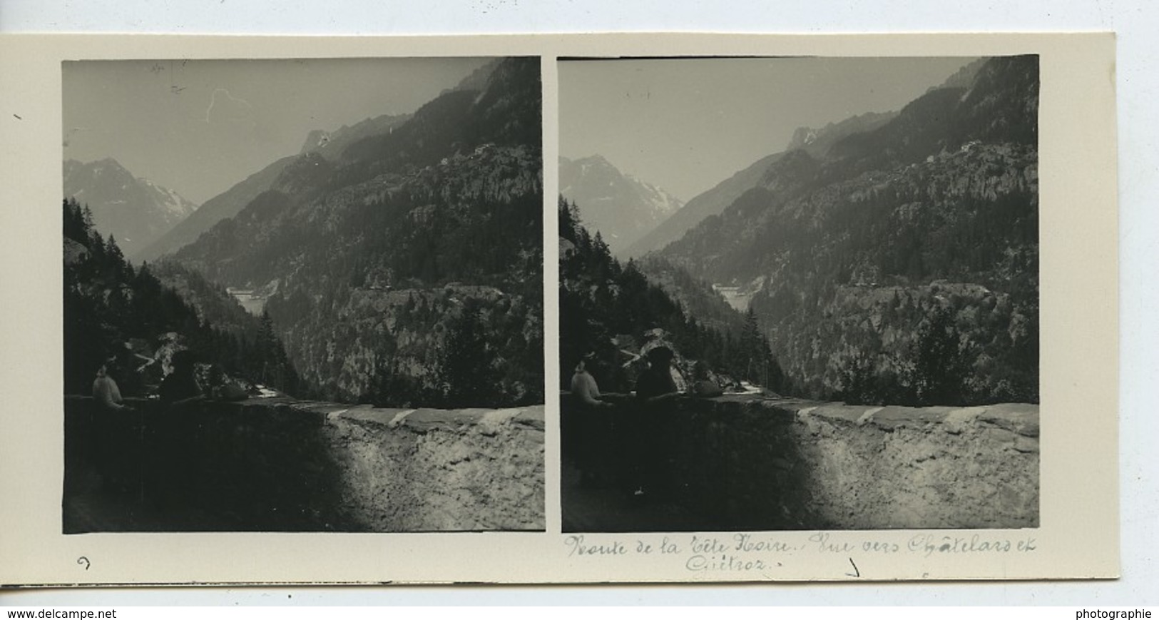 Suisse Route De La Tête Noire Chatelard Ancienne Photo Stereo Possemiers 1920 - Stereoscopic