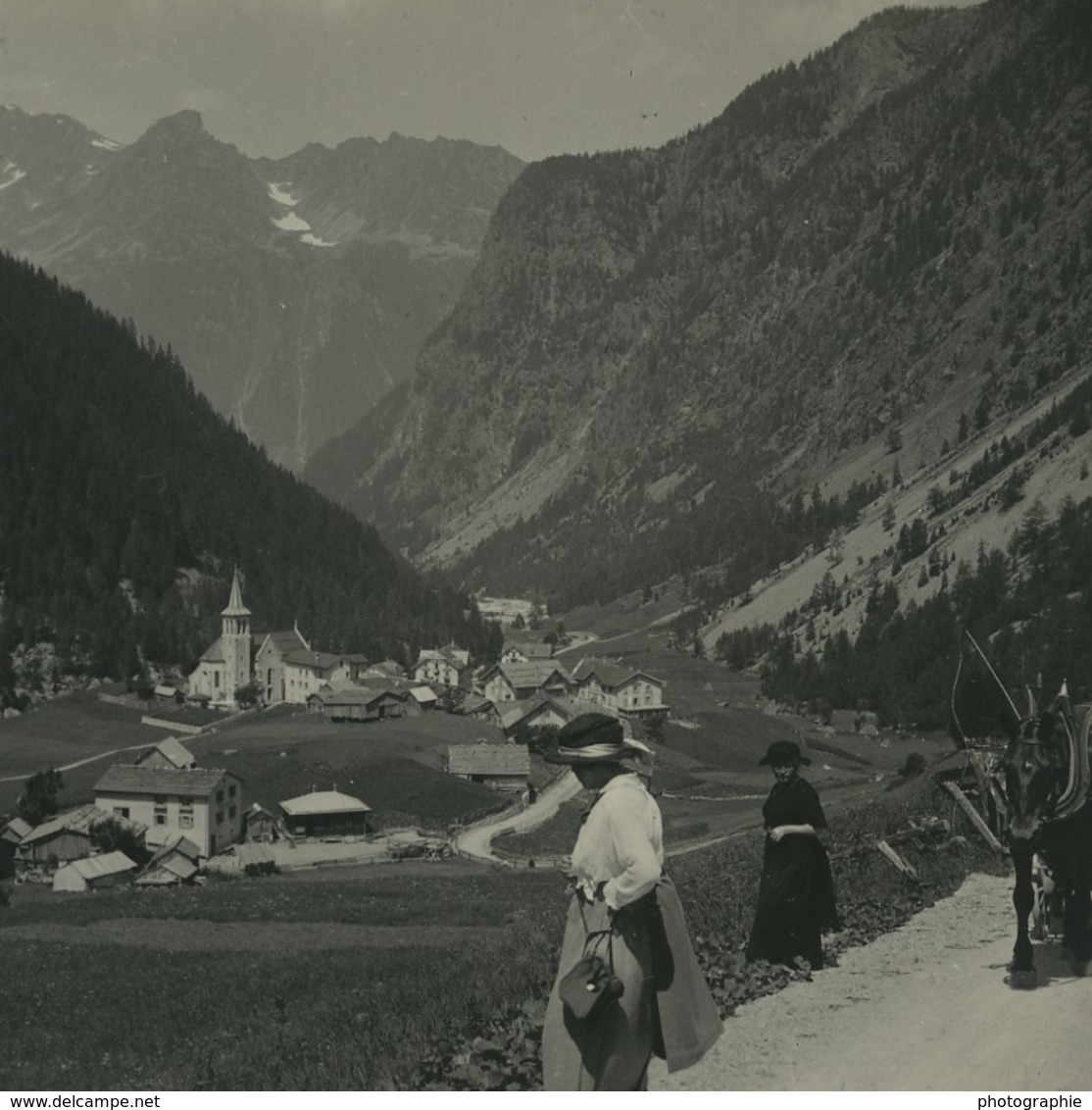 Suisse Village De Trient Finhaut Ancienne Photo Stereo Possemiers 1920 - Stereo-Photographie