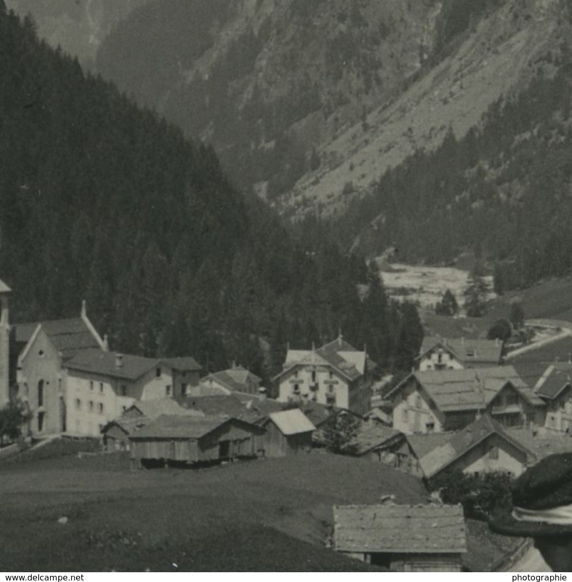 Suisse Village De Trient Finhaut Ancienne Photo Stereo Possemiers 1920 - Stereo-Photographie