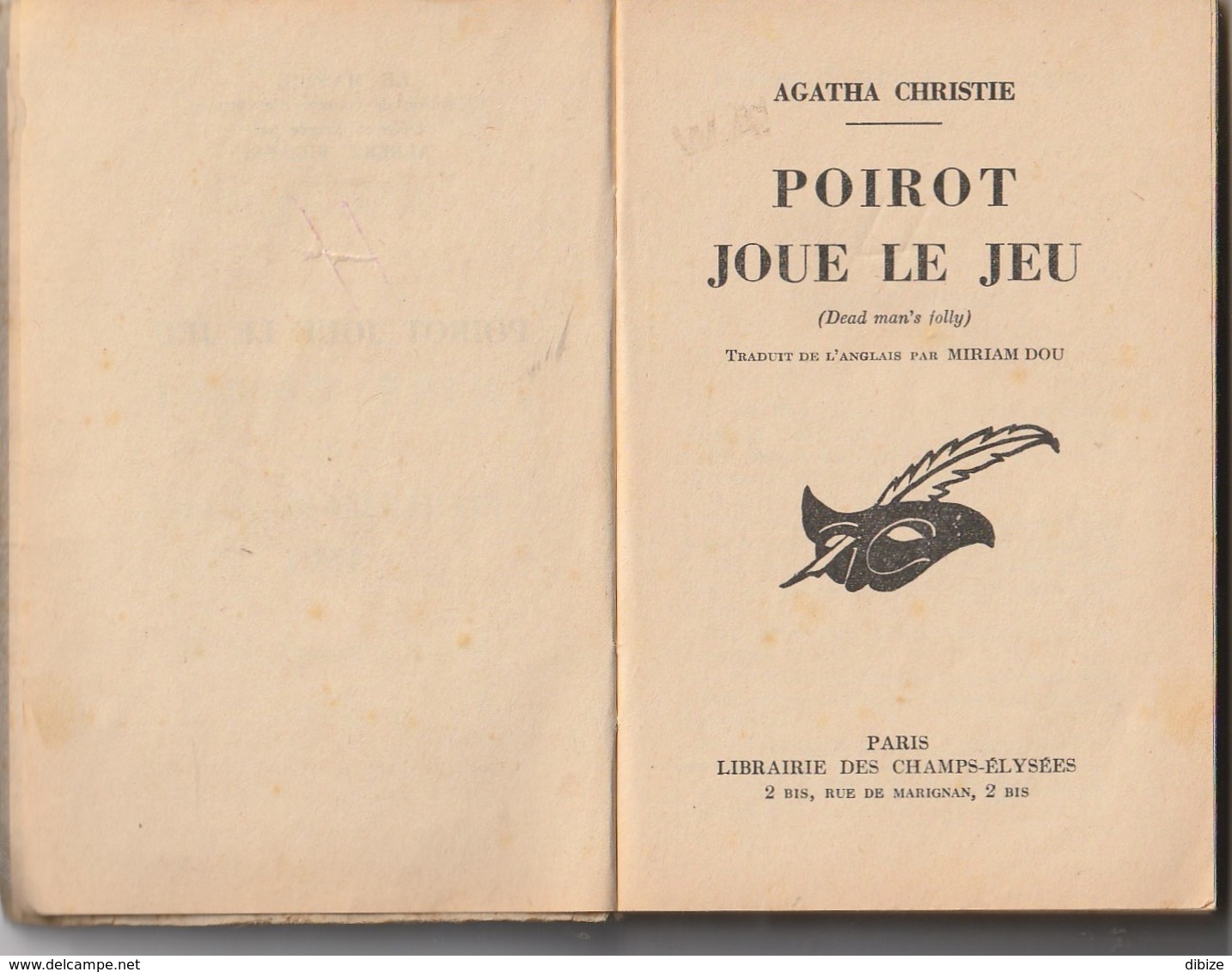 Agatha Christie. Poirot  Joue Le Jeu.  Le Masque N° 579. Année 1957. - Le Masque