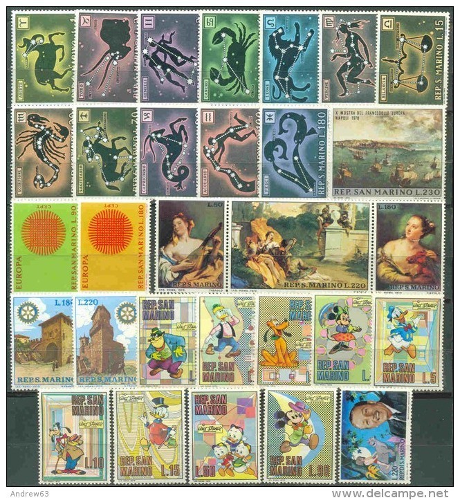 SAN MARINO - 1970 - Annata Completa - 30 Valori - Year Complete ** MNH/VF - Annate Complete