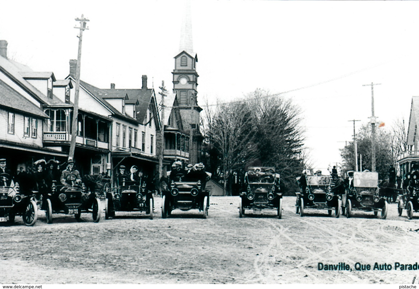 REPRODUCTION 1905 (?) - Danville Québec - Automobile Parade - Cars Voitures - Blank Back - 2 Scans - Automobiles