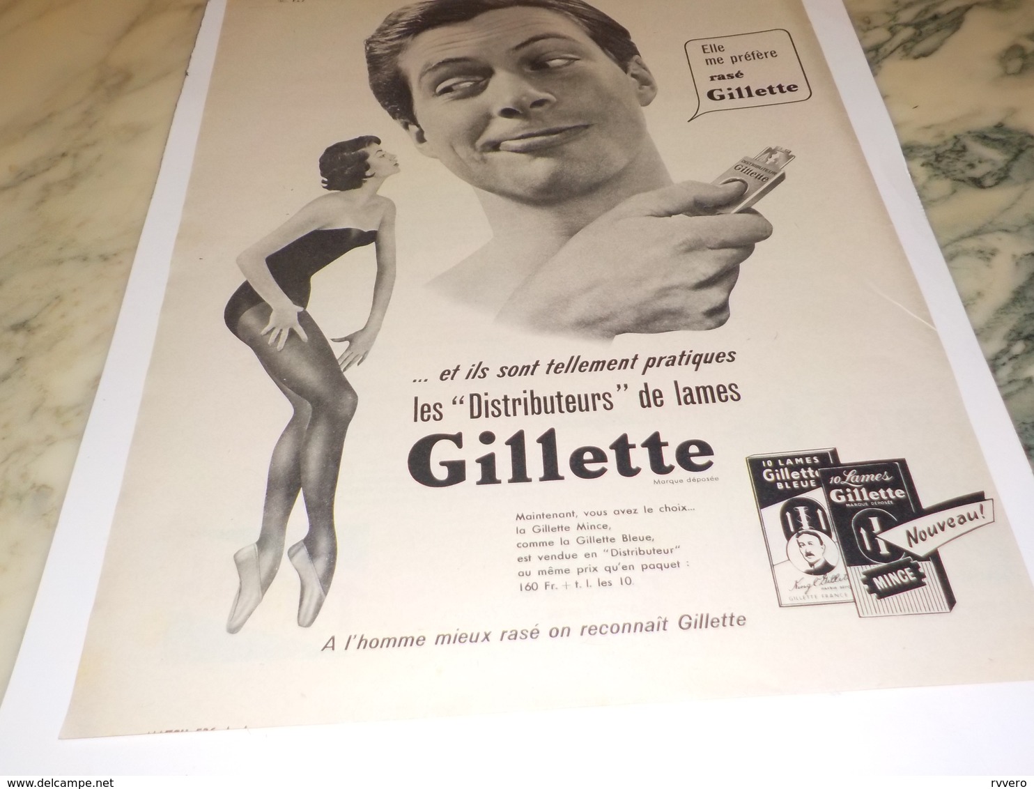 ANCIENNE PUBLICITE ELLE ME PREFERE RASE  GILLETTE 1959 - Other & Unclassified