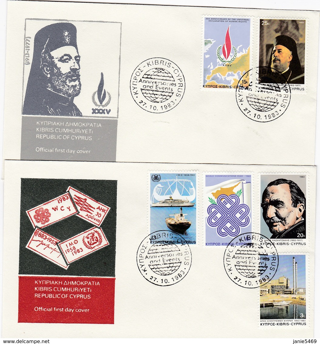 Cyprus 1983 Anniversaries And Events FDC - Otros & Sin Clasificación