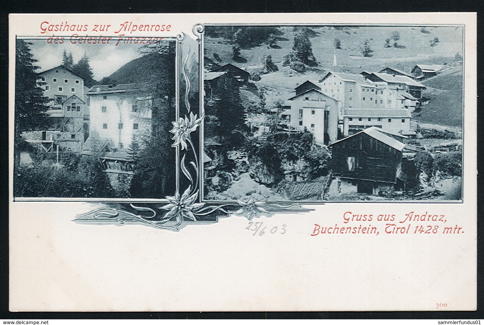 AK/CP  Gasthaus Alpenrose  Andraz Buchenstein    Tirol  Trentino Alto  Ungel/uncirc 1903  Erhaltung/Cond. 1-  Nr. 00957 - Bolzano (Bozen)