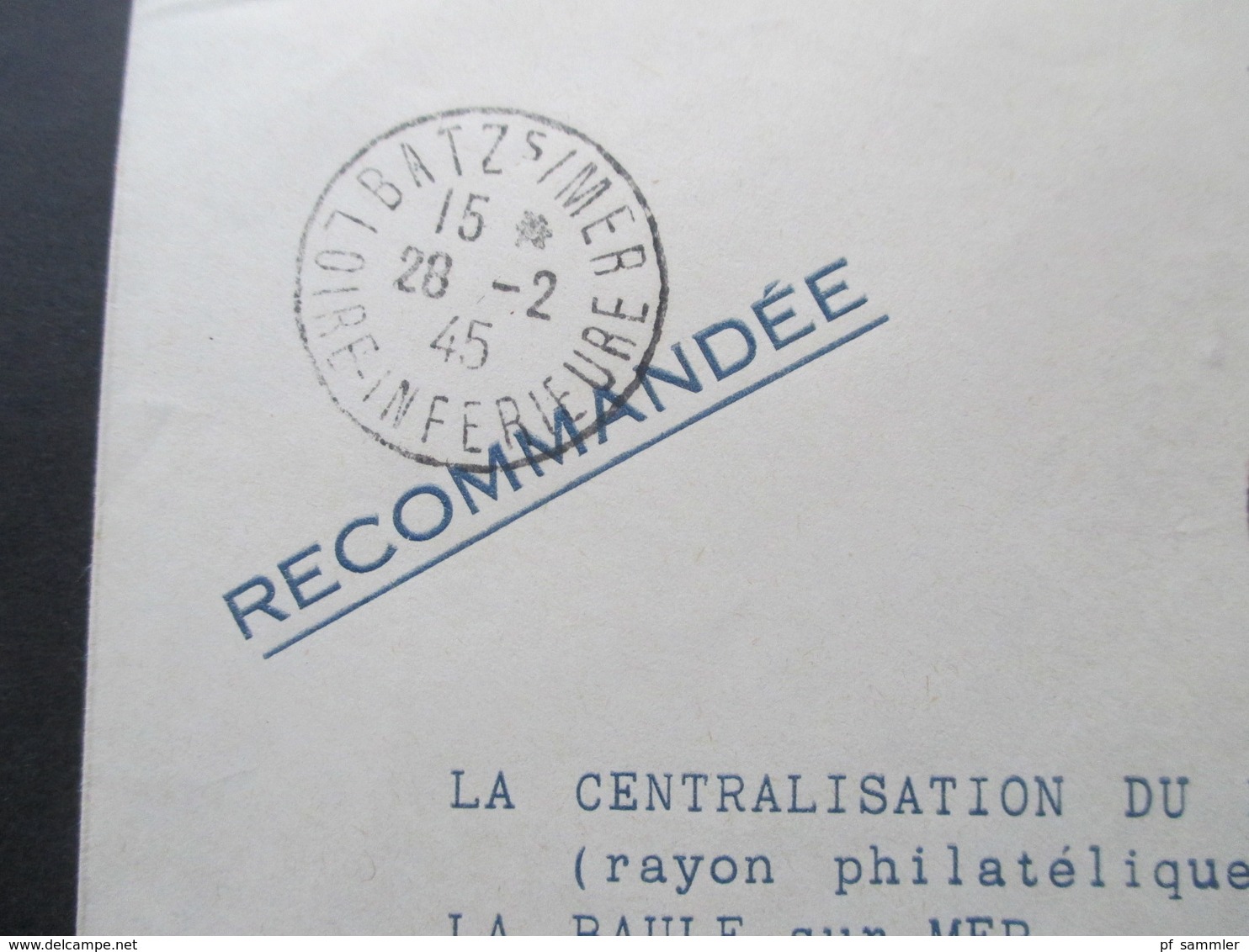 Besetzung 2.WK Frankreich Kessel St - Nazaire Einschreiben / Recomandee Batz S/Mer Nach St. Nazaire Geprüft Tust BPP - Liberazione