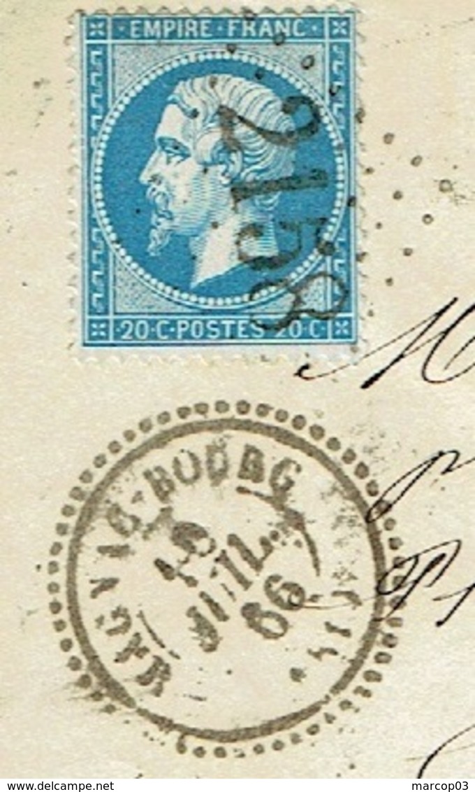 87 HAUTE VIENNE MAGNAC BOURG ENV Sans Texte TAD 22 Du16/04/1866 GC 2158 Sur N° 22 TTB - 1849-1876: Période Classique