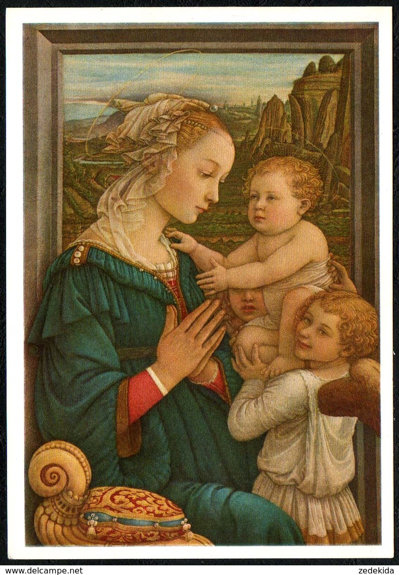 C8771 - TOP Filippo Lippi Künstlerkarte - Madonna - Krippe Weihnachtskrippe - Firence Galleria Uffizi - Altri & Non Classificati