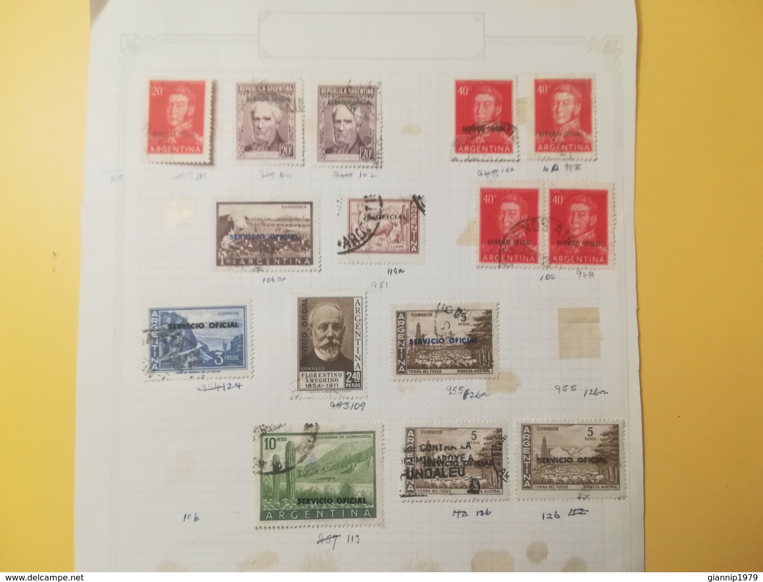 PAGINA PAGE ALBUM ARGENTINA 1955 SERVICIO OFFICIAL TAXE  ATTACCATI PAGE WITH STAMPS COLLEZIONI LOTTO LOTS - Collections, Lots & Séries