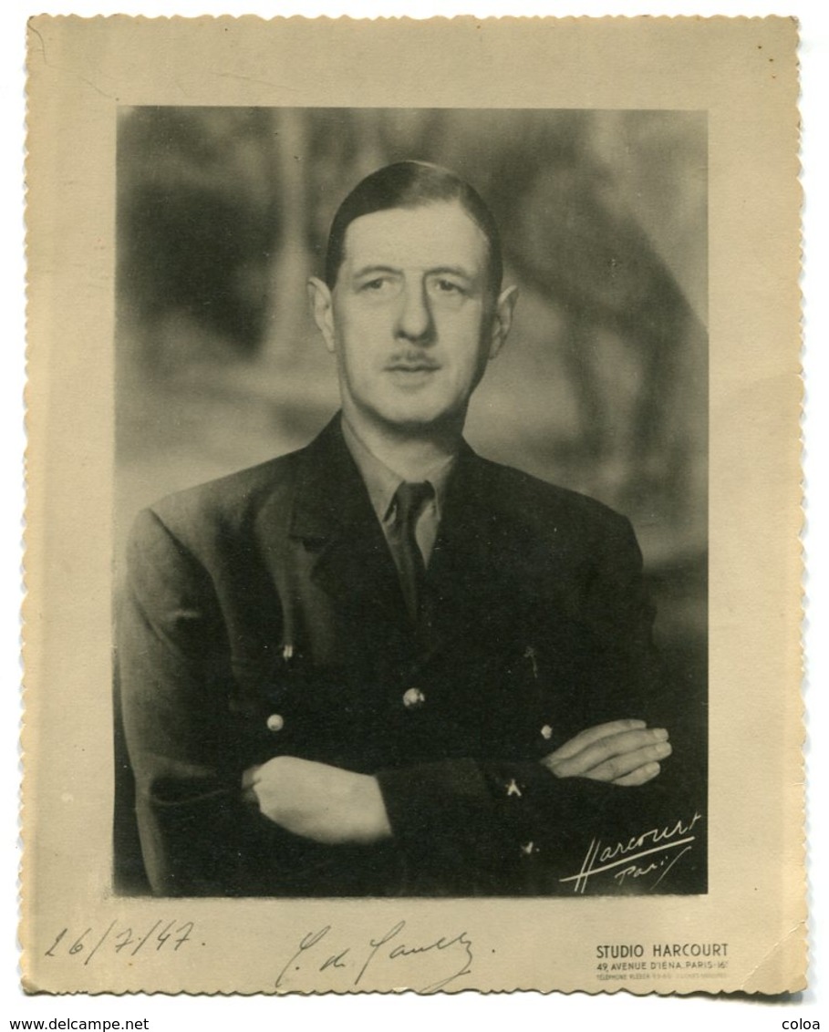 Photographie Général De Gaulle Harcourt 1947 - War, Military