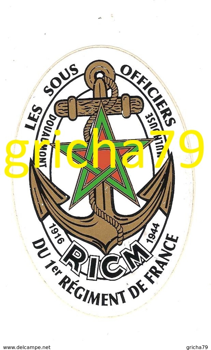 AUTOCOLLANT  MILITAIRE - RICM - REGIMENT INFANTERIE CHARS MARINE - LES SOUS OFFICIERS - Autres & Non Classés