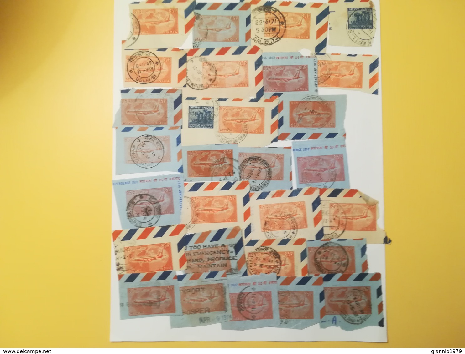 PAGINA PAGE ALBUM INDIA 1970 AIR MAIL FRAMMENTO FRAGMENT ATTACCATI PAGE WITH STAMPS COLLEZIONI LOTTO LOTS - Colecciones & Series