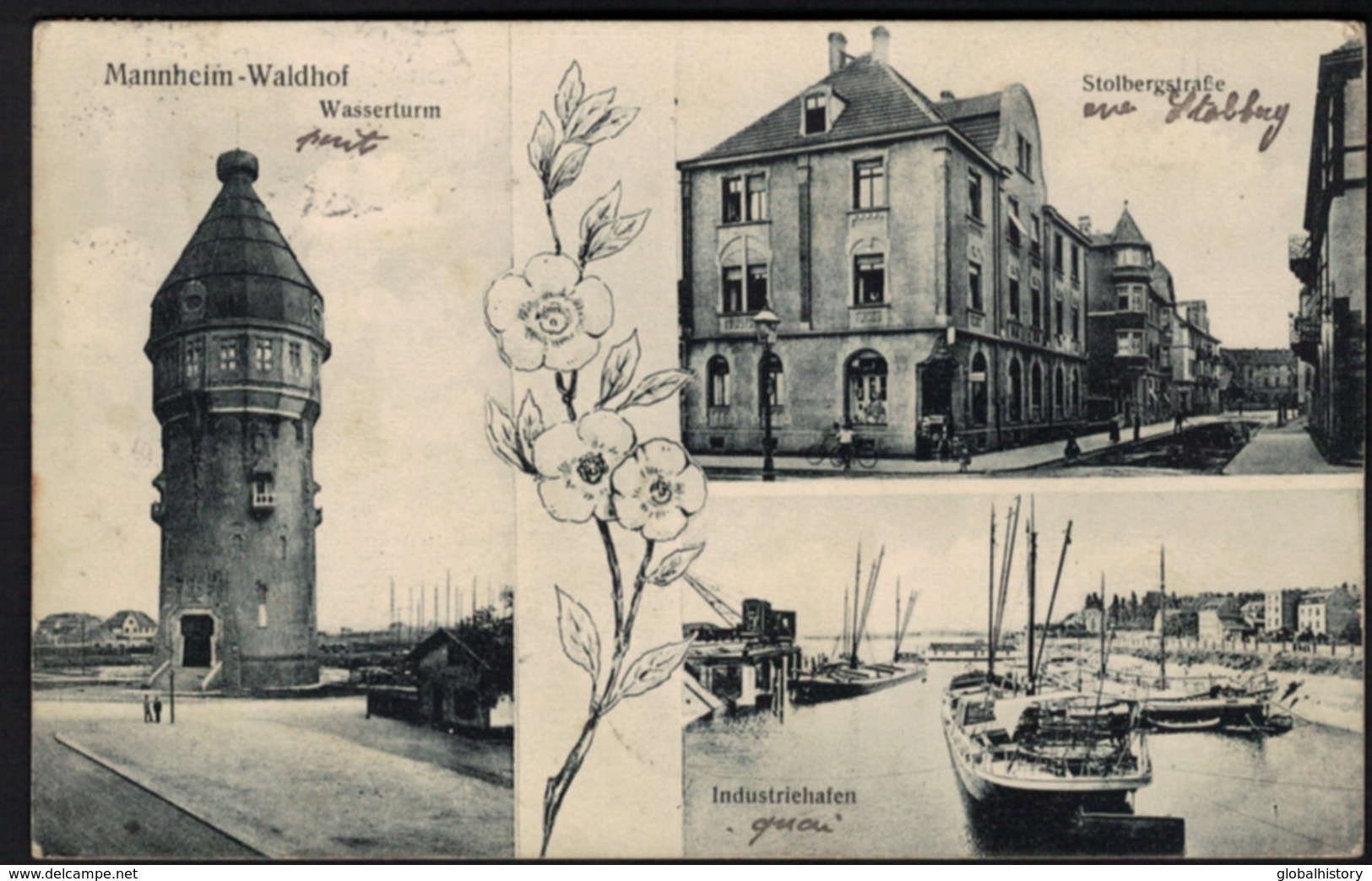 DF1254 - MANNHEIM WALDHOF, WASSERTURM, STOLBERGSTRAßE, INDUSTRIEHAFEN - Mannheim