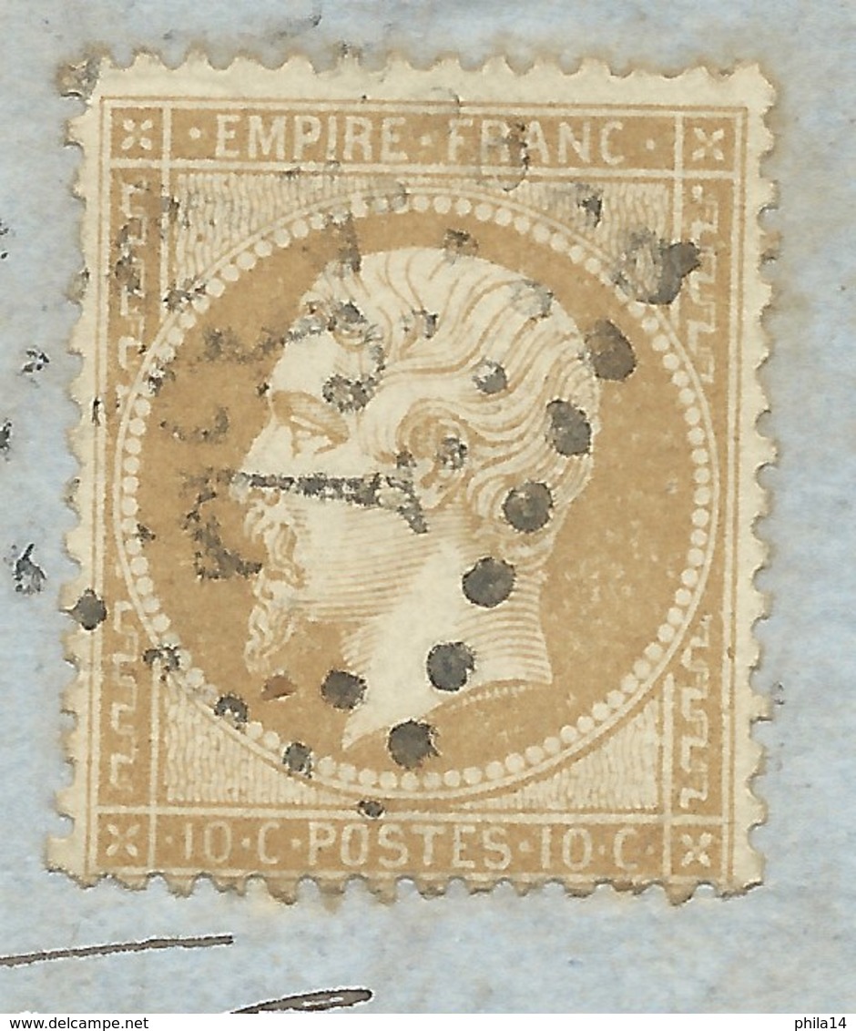 N° 21 BISTRE NAPOLEON SUR LETTRE / CARCASSONNE POUR CARCASSONNE / 1865 / FACTURE A ENTETE - 1849-1876: Période Classique