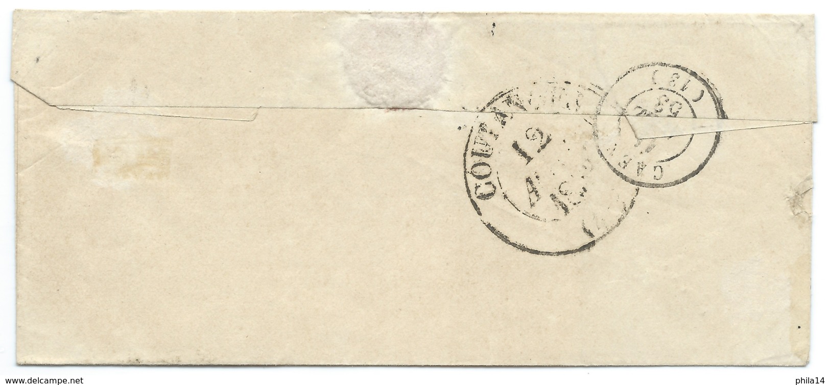 N° 10 BLEU NAPOLEON SUR LETTRE / CAEN SUR ORNE POUR COUTANCES / 1853 / BOITE RURALE E - 1849-1876: Période Classique