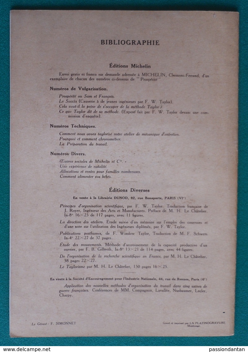 Brochure Prospérité Des Éditions Michelin - Pourquoi Et Comment Chronométrer - Année 1928 - Sciences