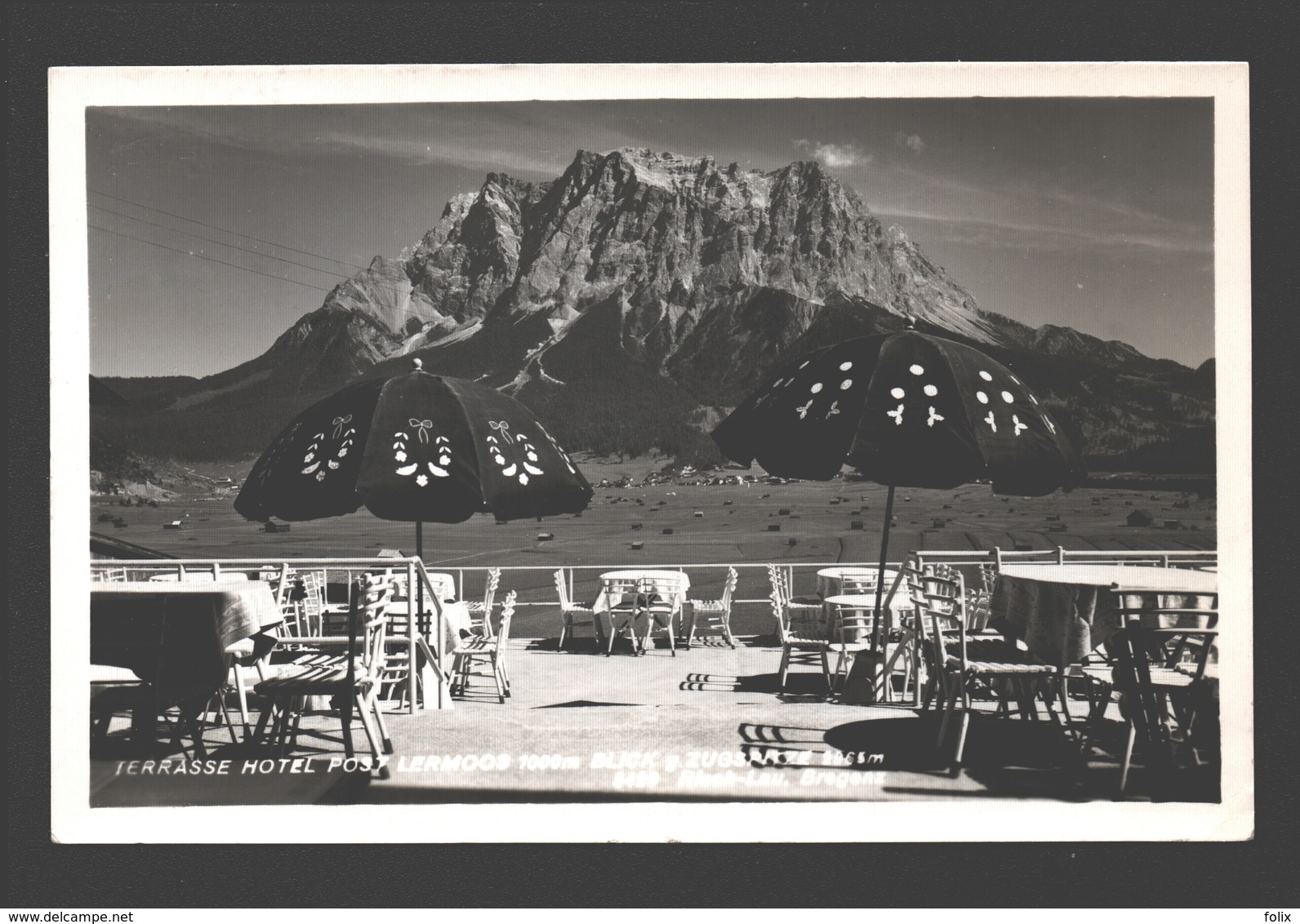 Lermoos - Terrasse Hotel Post - Blick G. Zugspitze - 1951 - Lermoos