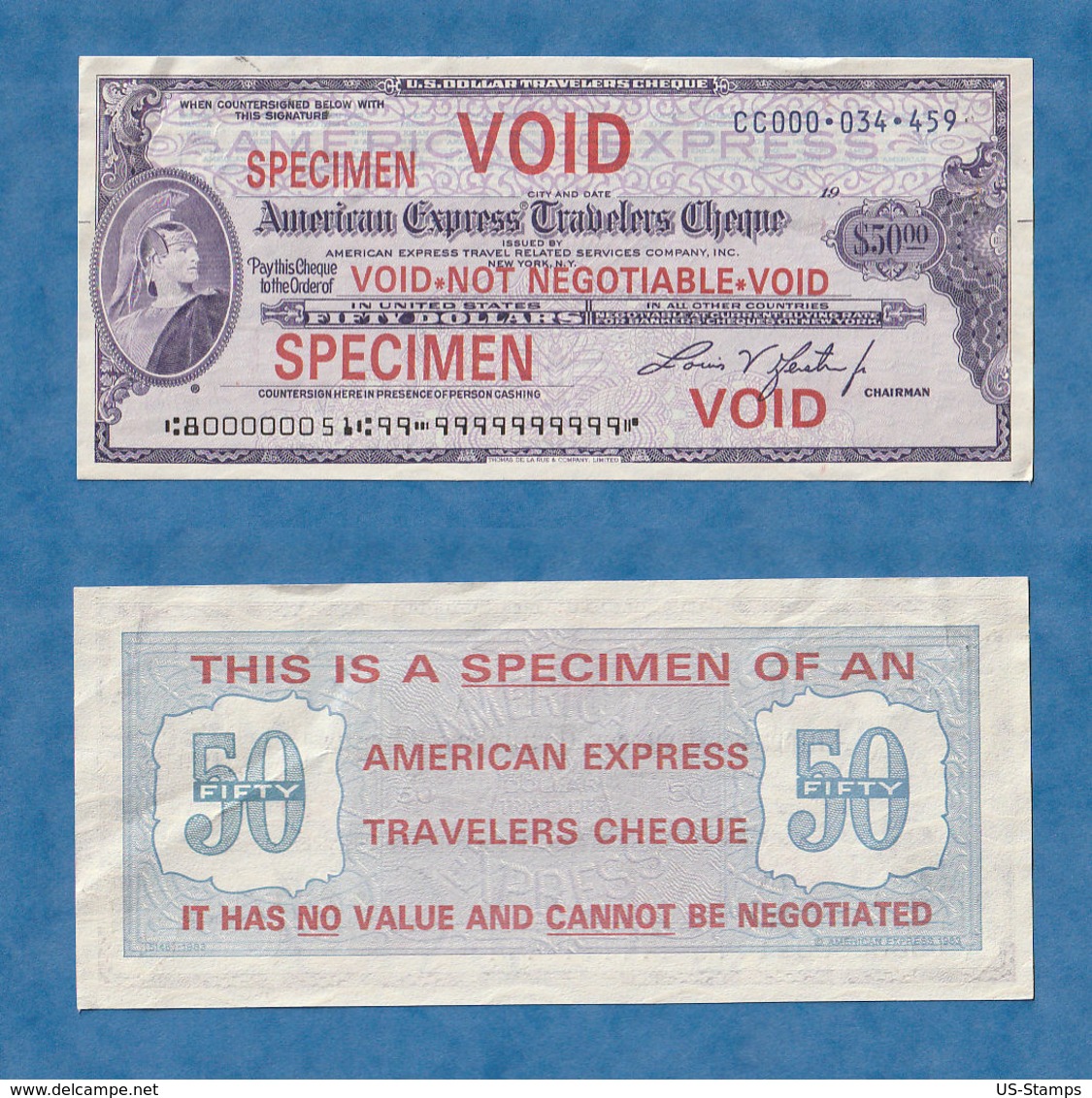 E18 - SPECIMEN American Express Travelers Cheque - Fiktive & Specimen