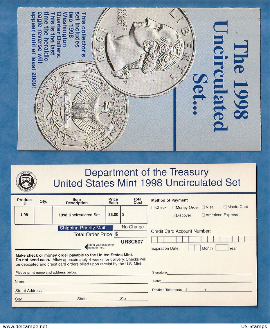 USA - The 1998 Uncirculated Coin Set - Mint Sets