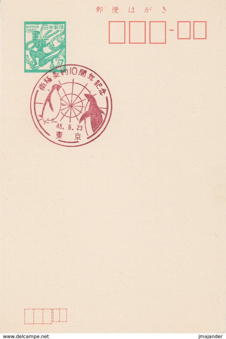 Japan 1971 - The 10th Anniversary Of Antarctic Treaty, Penguins - FDC CTO On Postal Stationery Card - Pingouins & Manchots