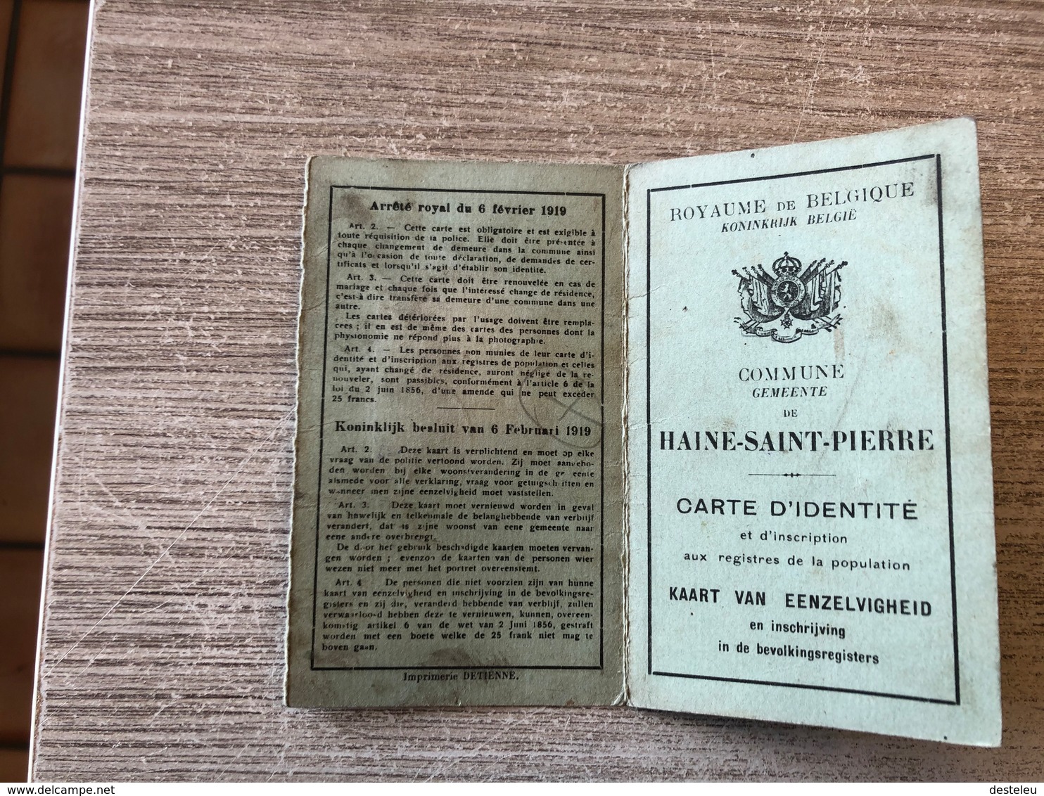 Carte D'identité - Haine-Saint-Pierre - Obaix - Pont-à-Celles