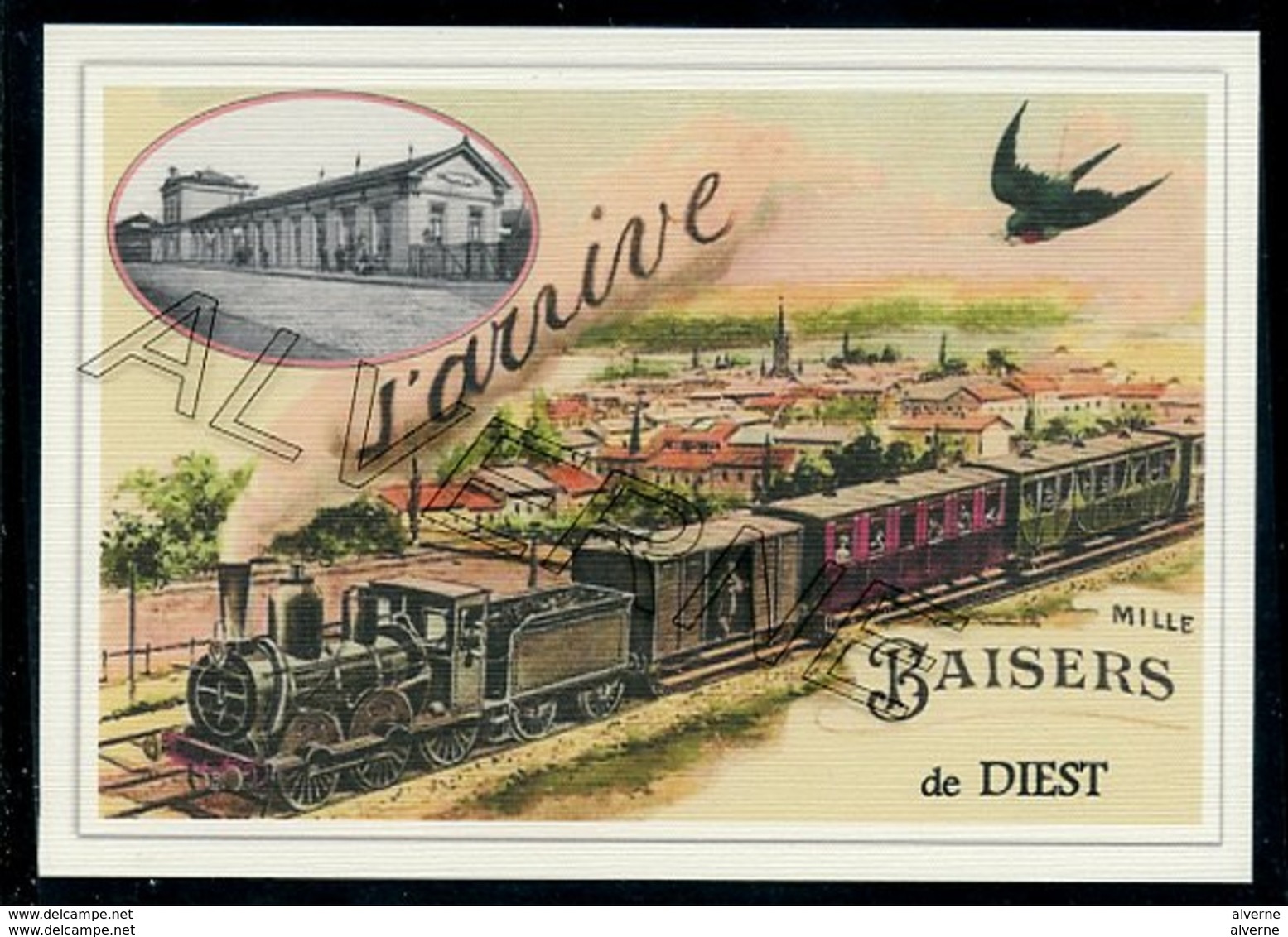 DIEST  .....  2 Cartes Souvenirs Gare ... Train  Creations Modernes Série Limitée - Diest