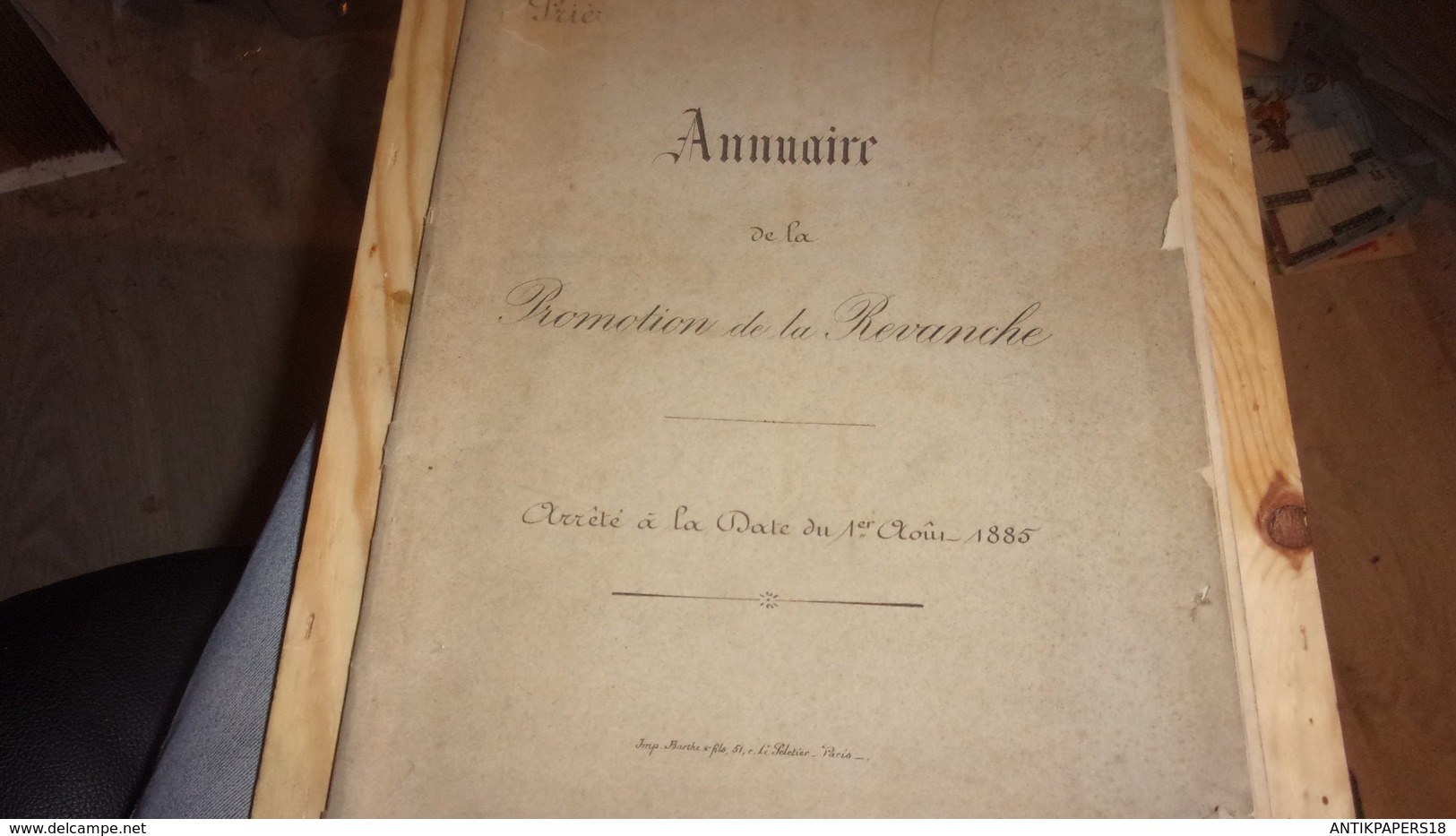 Rare Liste De Saint-Cyrien Promotion De LA REVANCHE 1870/1872  École Spéciale Militaire De Saint-Cyr EN DATE DE 1885 - Autres & Non Classés