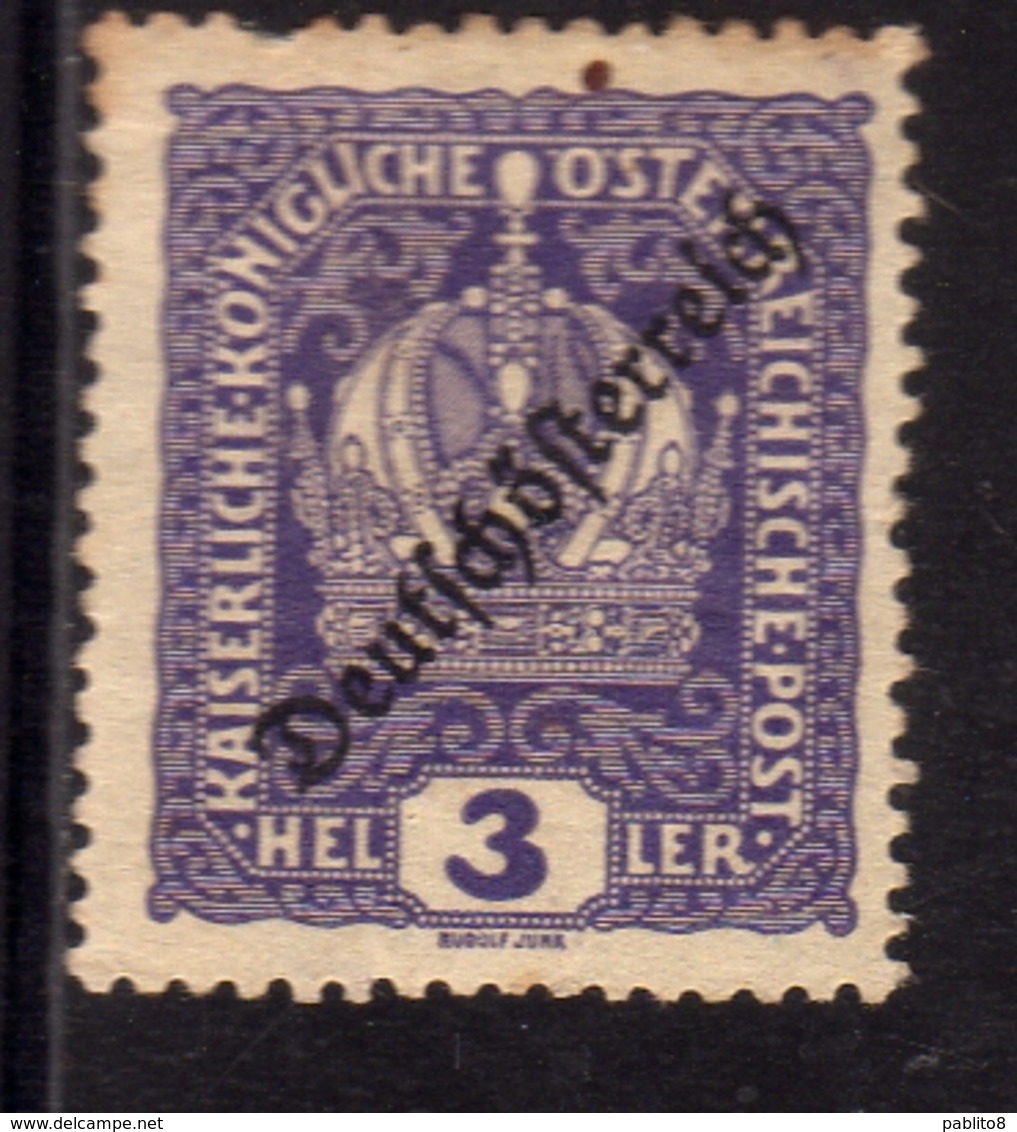 AUSTRIA ÖSTERREICH 1918 1919 AUSTRIAN CROWN OF REPUBLIC ISSUE 3h MH - Nuovi