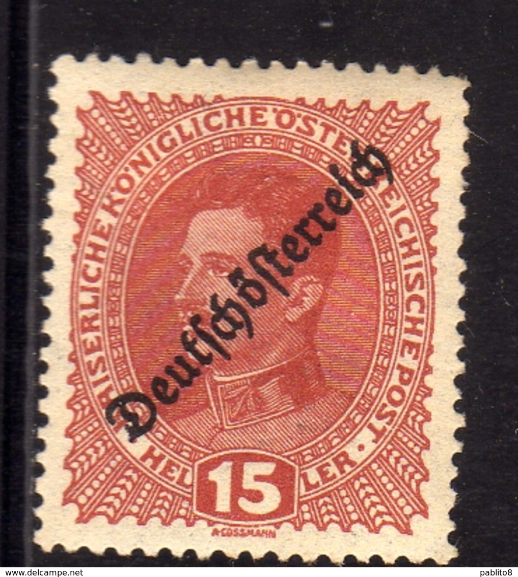 AUSTRIA ÖSTERREICH 1918 1919 KARL I OF REPUBLIC ISSUE 15h MH - Nuovi