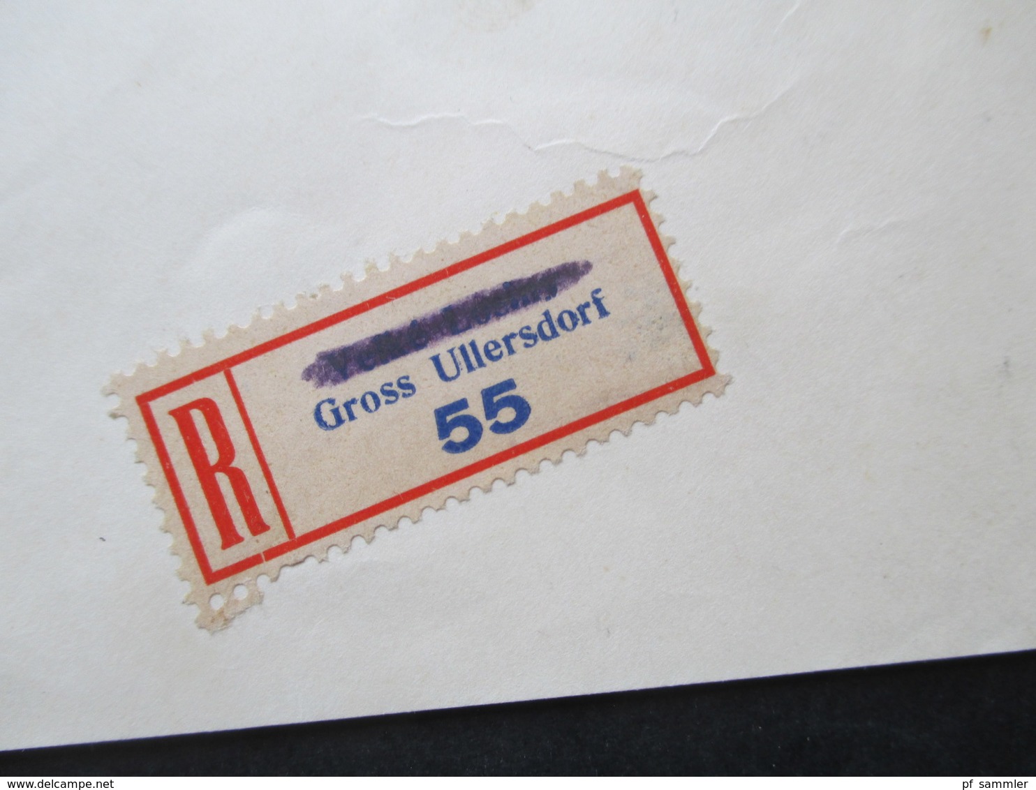 Sudetenland Einschreiben Gross Ullersdorf U. Stempel Postamt Bad Gross Ullersdorf Hindenburg Marken Vom Oberrand!! - Sudetes