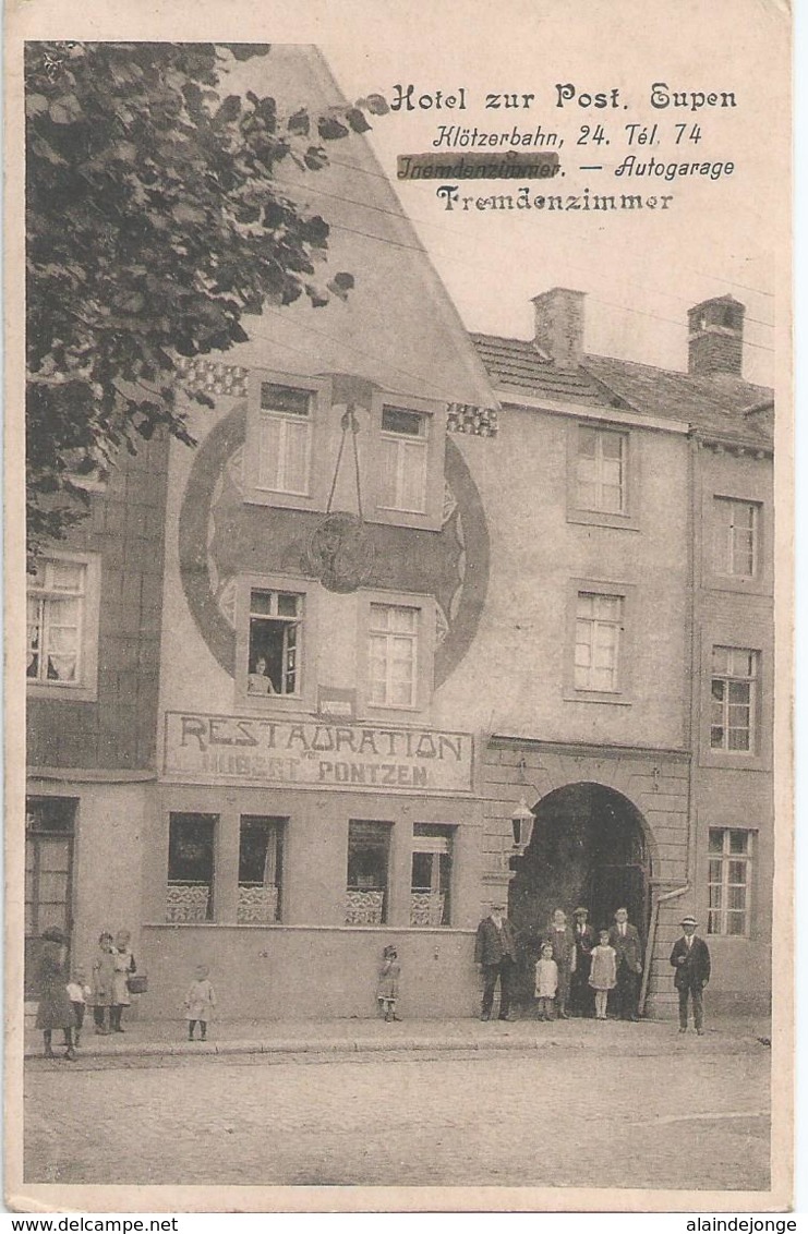 Eupen - Hotel Zur Post - Klötzerbahn 24 - Autogarage - Fremdenzimmer - Ed. N. Lahousse - 1928 - Eupen