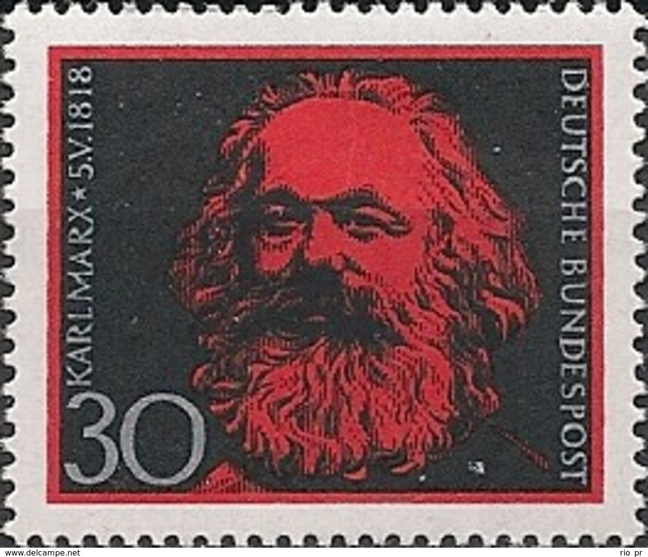 WEST GERMANY (BRD) - 150th BIRTH ANNIVERSARY OF KARL MARX (1818-1883), PHILOSOPHER/ECONOMIST 1968 - MNH - Karl Marx