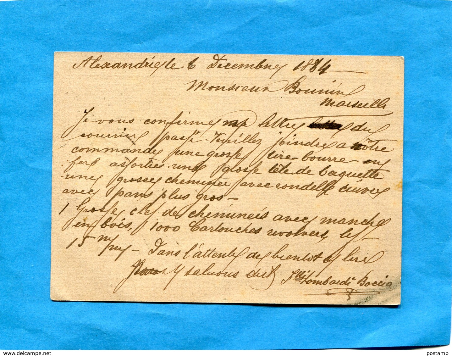 Marcophilie-carte Entier Postal*stationnery-20 P -pyramides-cad Alexandrie Départ 1884-pour Françe - 1866-1914 Khédivat D'Égypte